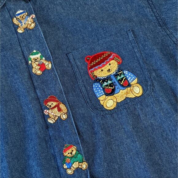 Way to Go vintage denim top teddy bears NWT size M - Picture 3 of 9